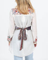 Johnny Was Clothing XS Embroidered Button Down Blouse With Belt