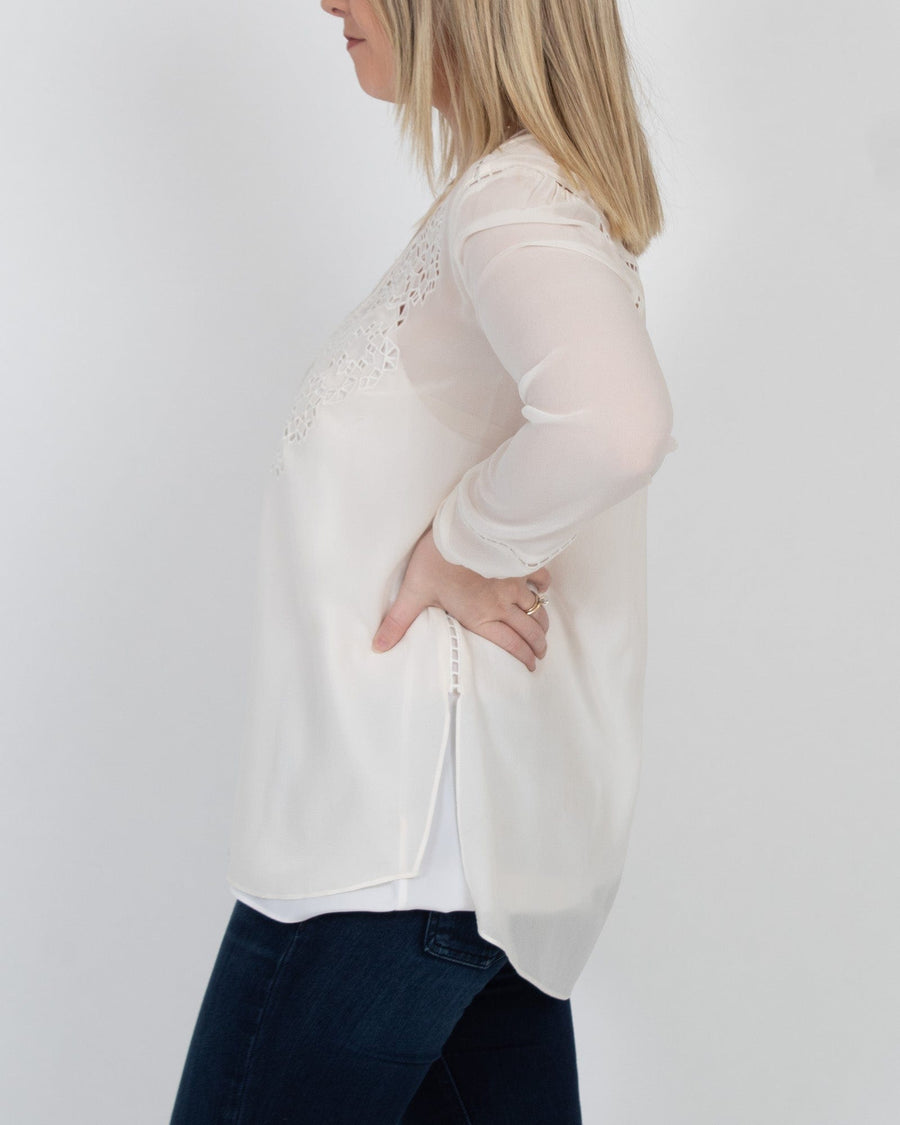 Joie Clothing Small Eyelet Silk Blouse