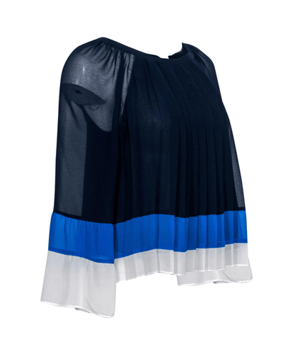 Joie Clothing Small Joie Blue Pleated Peasant Sheer Blouse