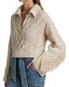 Jonathan Simkhai Clothing Medium "Kara Fringe Knit Polo" in "Tan Melange"