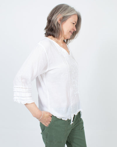 JP and Mattie Clothing Large Embroidered White Top