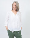 JP and Mattie Clothing Large Embroidered White Top