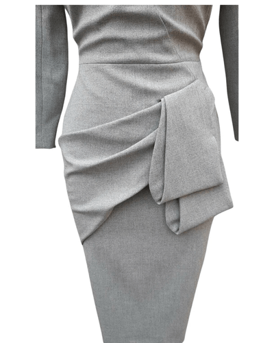 Karen Millen Clothing Medium | US 6 Karen Millen Grey Folded Origami Midi Dress