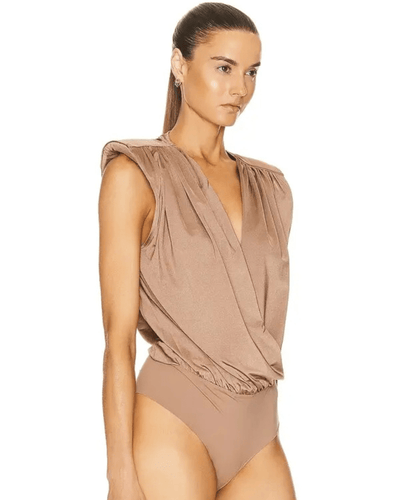 L'Agence Clothing Medium Akari Bodysuit In Beige