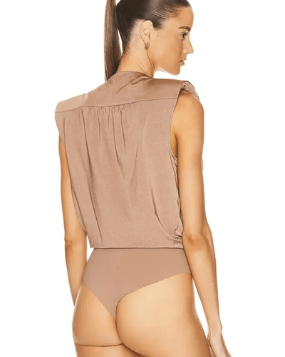 L'Agence Clothing Medium Akari Bodysuit In Beige