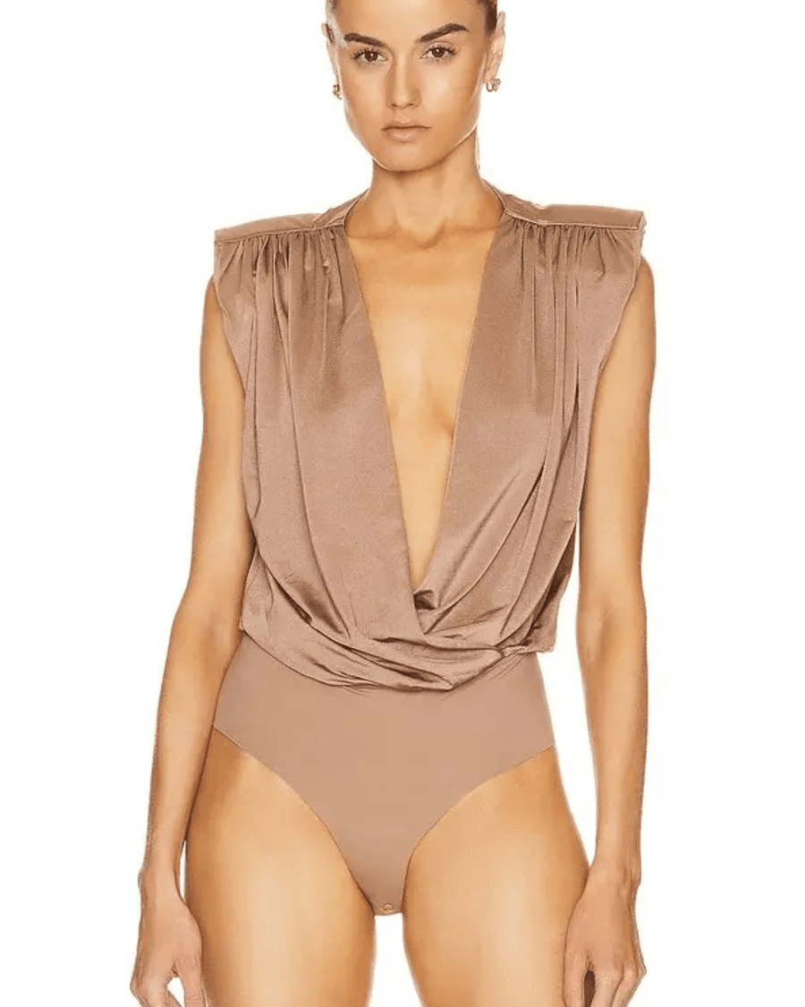 L'Agence Clothing Medium Akari Bodysuit In Beige