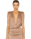 L'Agence Clothing Medium Akari Bodysuit In Beige
