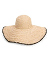 L*SPACE Accessories One Size Floppy Wide Brim Straw Hat with Black Embroidered Trim