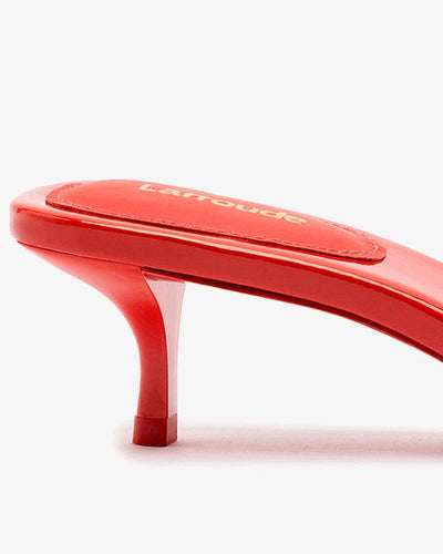 Larroude Shoes Small | 7.5 Greta Mule in Scarlet Patent Leather