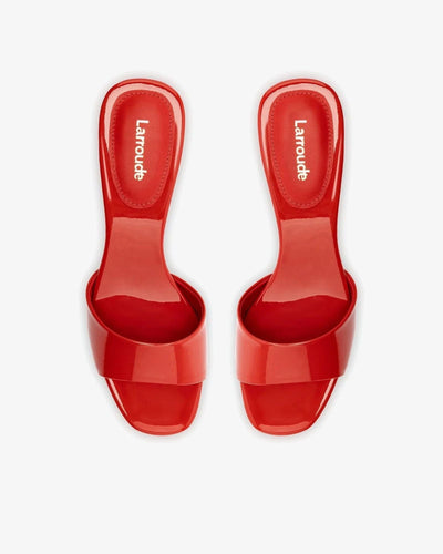 Larroude Shoes Small | 7.5 Greta Mule in Scarlet Patent Leather