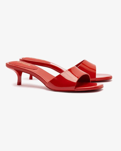 Larroude Shoes Small | 7.5 Greta Mule in Scarlet Patent Leather
