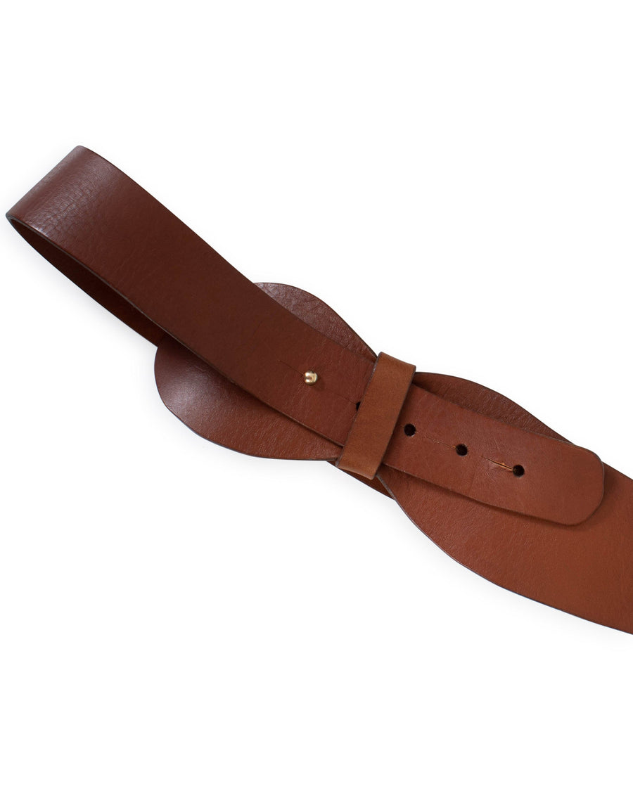 Le Palina Accessories Large Brown Leather Waist Belt