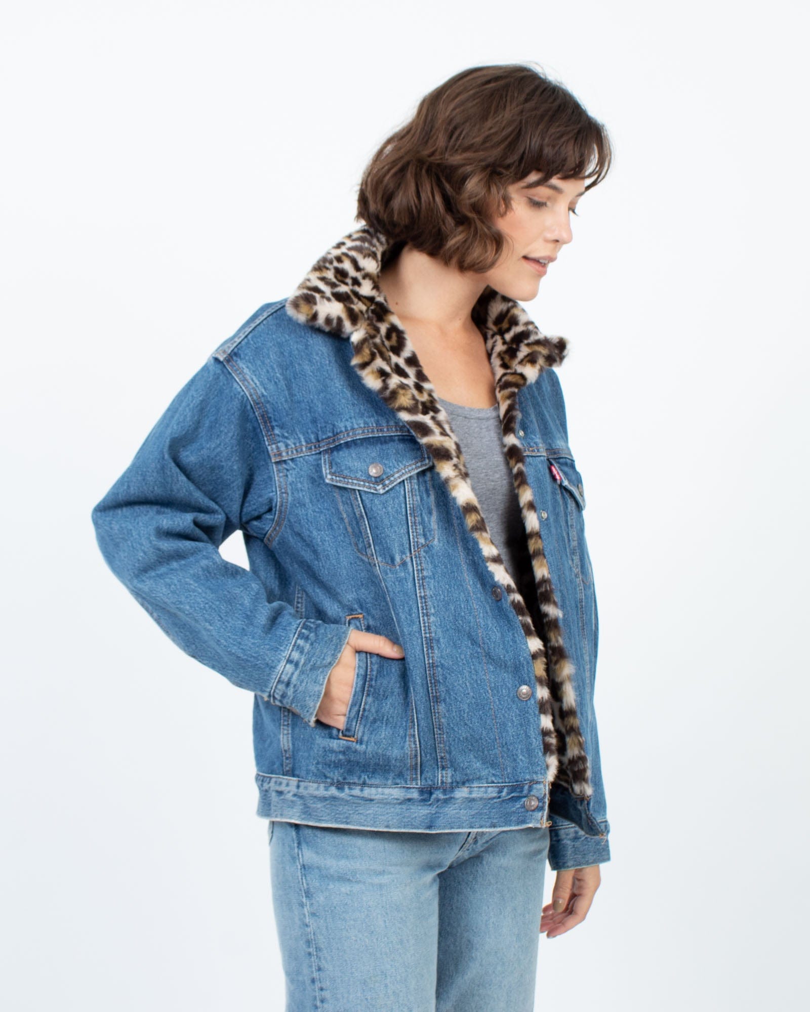 Faux Fur Lined Denim Jacket The Revury