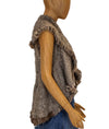 Love Token Clothing Small Knit Vest with Rabbit Fur Trim