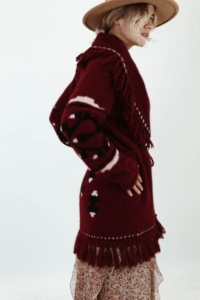 LoveShackFancy Clothing Medium Fringe Belted Sweater