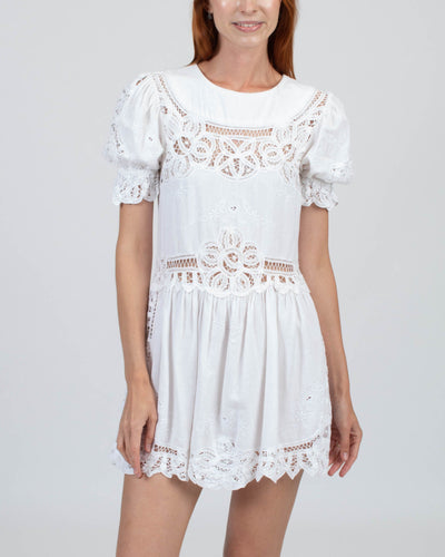 LoveShackFancy Clothing Small Embroidered Mini Dress