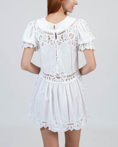 LoveShackFancy Clothing Small Embroidered Mini Dress