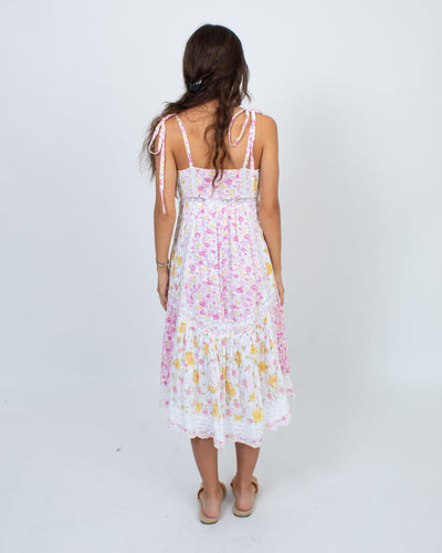 LoveShackFancy Clothing XS | US 0 Floral Patchwork Midi Dress