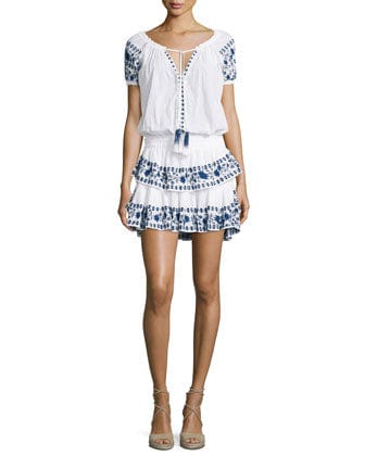 LoveShackFancy Clothing XS | US 0 "Poppy Embroidered Popover Dress"