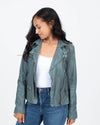 Lucky Brand Clothing XS Green Leather Moto Jacket