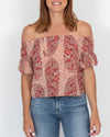 Madewell Clothing Medium "Silk Off-the-Shoulder Top" in Watercolor Paisley