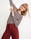 Madewell Clothing Small "Whisper Cotton Long-Sleeve Crewneck Tee in Daniela Stripe"