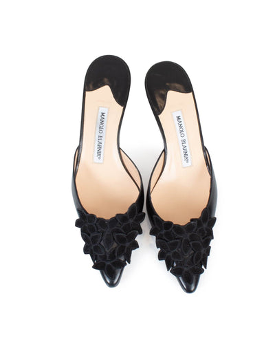 Manolo Blahnik Shoes Medium | 7.5 I 37.5 Black Floral Pump