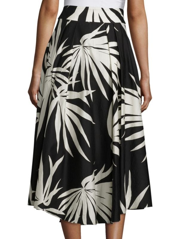 MILLY Clothing Small | 4 "Jackie" Palm-Printed Midi Skirt