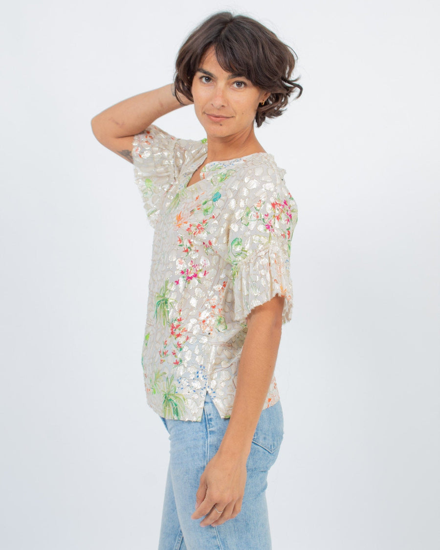 Monoplaza Clothing XS Floral Embroidered Blouse