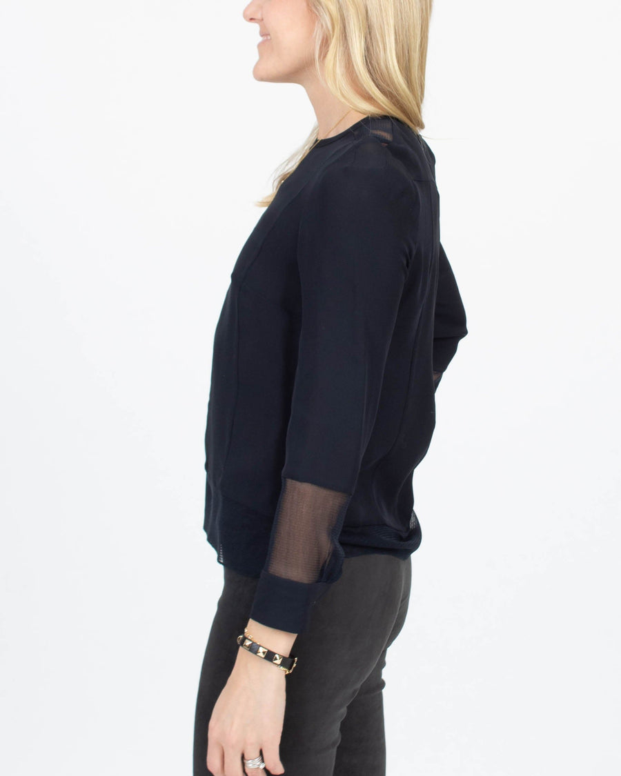 Morgane Le Fay Clothing Small Black Silk Blouse