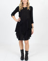 Morgane Le Fay Clothing XS Gathered Black Silk Dress
