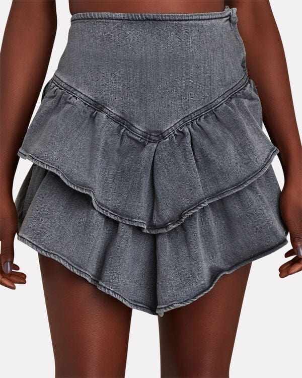 Mother Clothing Small | US 26 MOTHER Tiered Ruffle Denim Mini Skirt