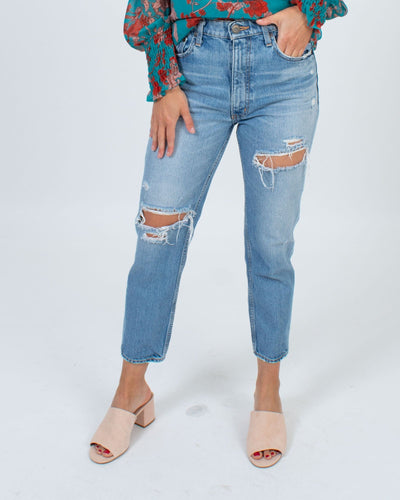 Moussy Vintage Clothing Small | US 26 Distressed High-Waisted Straight Leg Jeans
