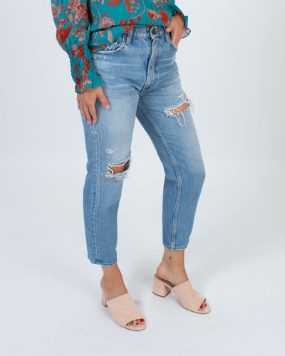 Moussy Vintage Clothing Small | US 26 Distressed High-Waisted Straight Leg Jeans