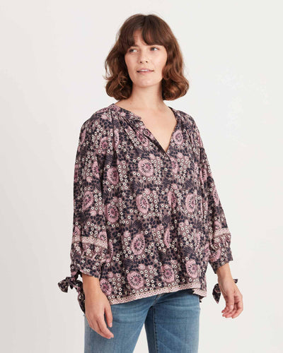 Natalie Martin Clothing Large Floral Puff Sleeve Blouse