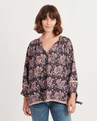 Natalie Martin Clothing Medium Floral Puff Sleeve Blouse