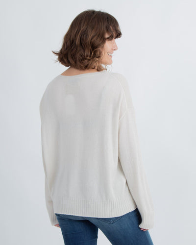 Nili Lotan Clothing Medium Cream Cashmere Pullover Sweater