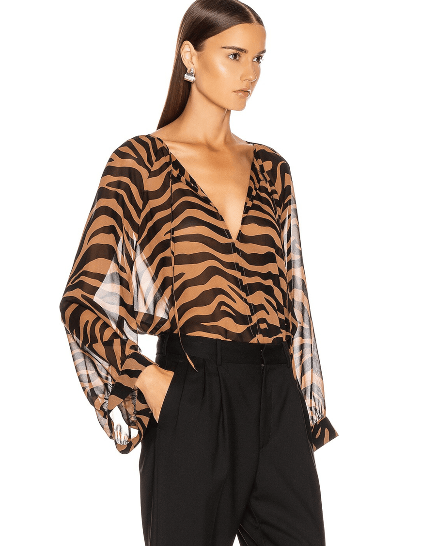 Nili Lotan Clothing Small Nili Lotan Acadia Silk Blouse-Tiger