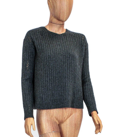 Nili Lotan Clothing XS Distressed Ribbed Cashmere Sweater