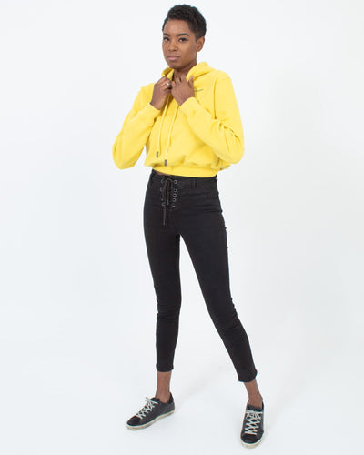 Off-White c/o Virgil Abloh Clothing Small Cropped Yellow Hoodie