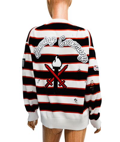 Opening Ceremony Clothing XS Distressed Varsity Crew Sweater