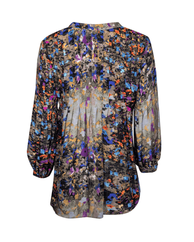 Parker Clothing Medium Abstract Floral Print Silk Blouse