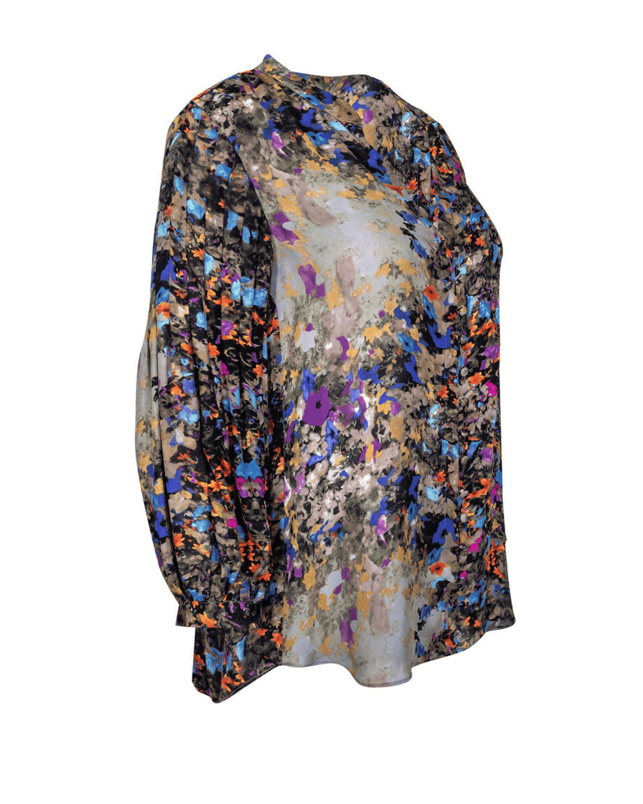 Parker Clothing Medium Abstract Floral Print Silk Blouse