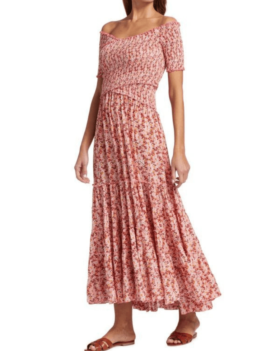 Poupette St Barth Clothing Medium Soledad Off Shoulder Smocked Maxi