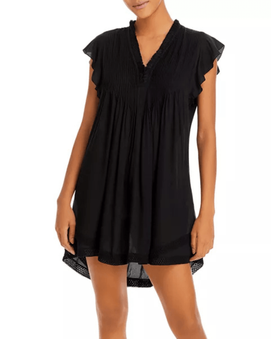 Poupette St Barth Clothing Small Sasha Pleated Mini Dress In Black