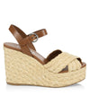 Prada Shoes Small | 6 Leather & Raffia Wedge Sandals