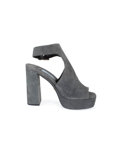 Prada Shoes Small | US 6 Grey Suede Ankle-Strap Sandal