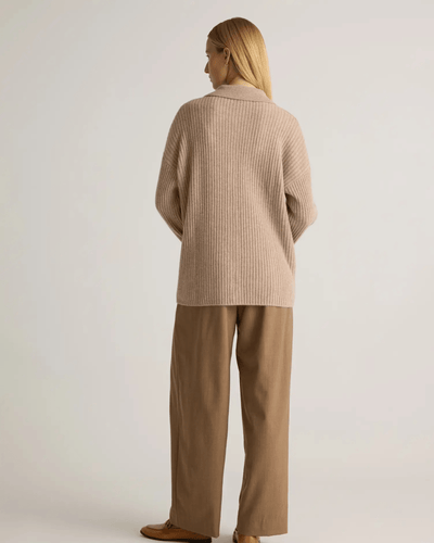 Quince Clothing Small Mongolian Cashmere Wide- Rib Oversized Collared Cardigan