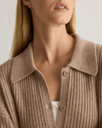Quince Clothing Small Mongolian Cashmere Wide- Rib Oversized Collared Cardigan