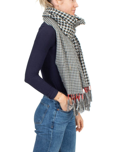 Rag & Bone Accessories One Size Houndstooth Scarf with Fringe Trim